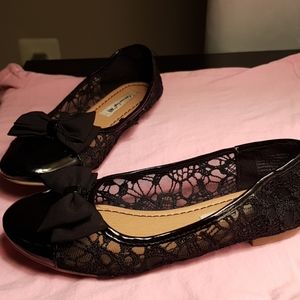 Lace ballet flats with bow